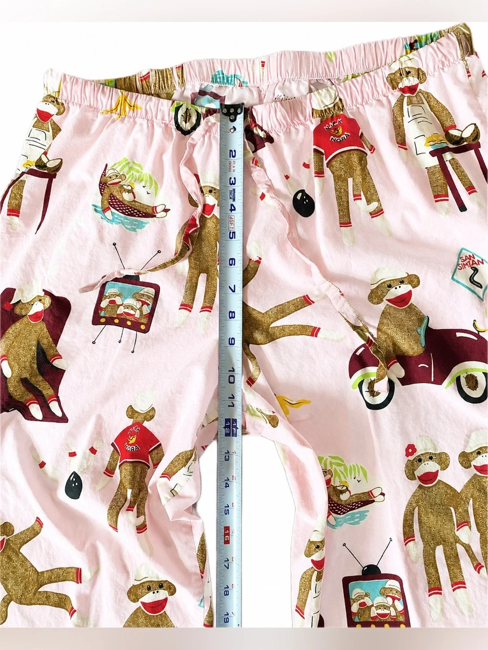 Nick & Nora Pink Women’s Sock Monkey Pajama Set L - Picture 11 of 13